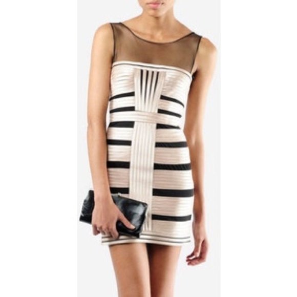 BCBGMaxAzria Dresses & Skirts - BCBGMaxAzria Rose Gold Bodycon Brenda Mini Dress